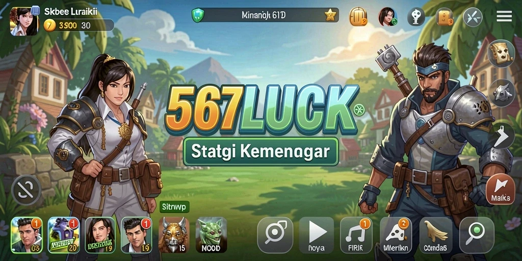 Screenshot gameplay menunjukkan pertempuran epik dalam 567LUCK.