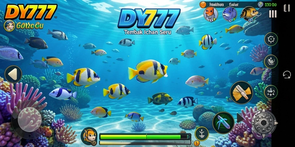 Tampilan grafik menawan dari gameplay Tembak Ikan DY777.