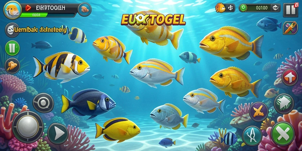 Tampilan gameplay <strong>EUROTOGEL</strong> dengan aksi menembak ikan yang seru.
