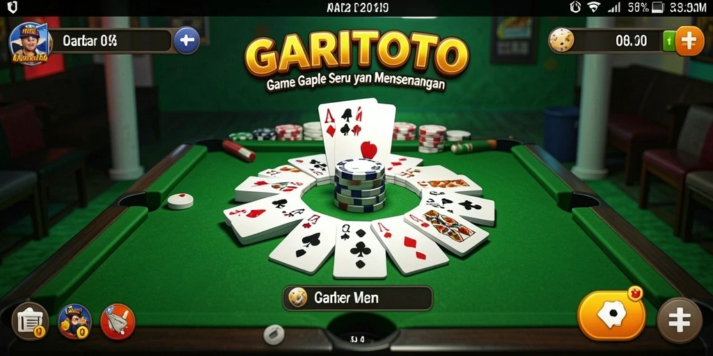 Screenshot GARITOTO menunjukkan gameplay Gaple yang seru dan interaktif.