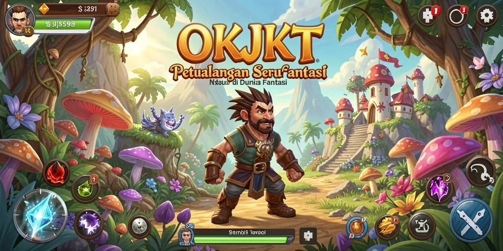 Tampilan gameplay menegangkan dari OKJKT dalam petualangan.