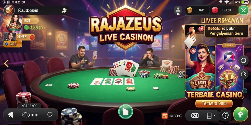 Tampilan gameplay seru di RAJAZEUS dengan dealer langsung.