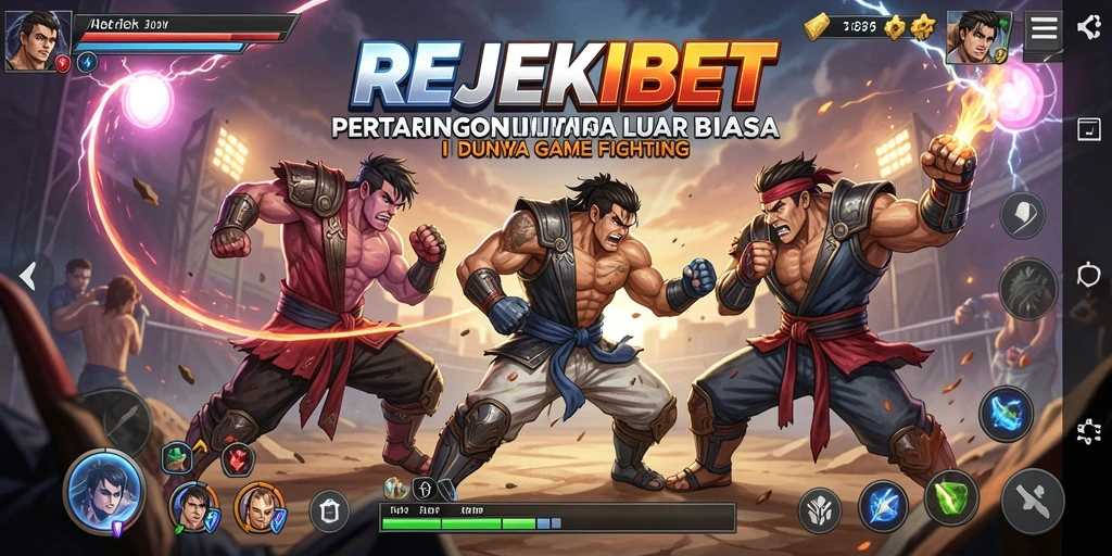 Screenshot gameplay seru dari REJEKIBET menampilkan pertarungan karakter yang menarik.