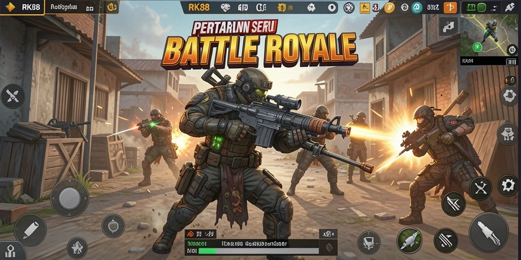 Tampilkan pertarungan seru dan taktik dalam gameplay Battle Royale RK88.