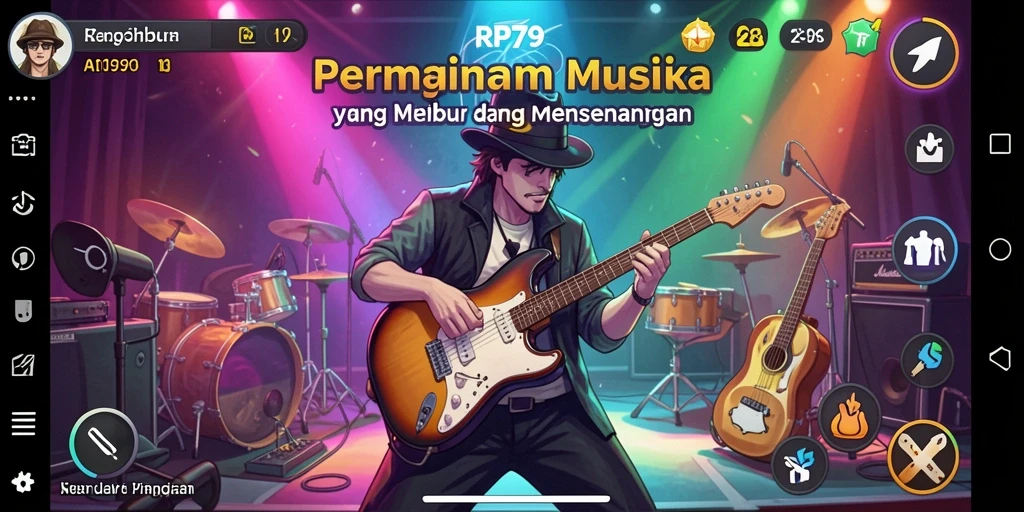 Tampilan gameplay menarik RP79 dengan interface musik yang interaktif.