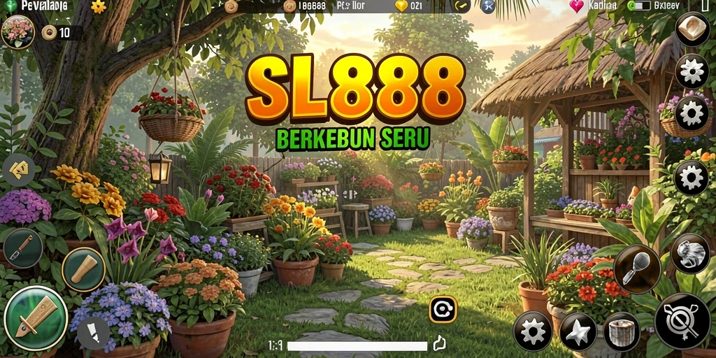 Tampilan gameplay SL888 yang menarik saat berkebun.