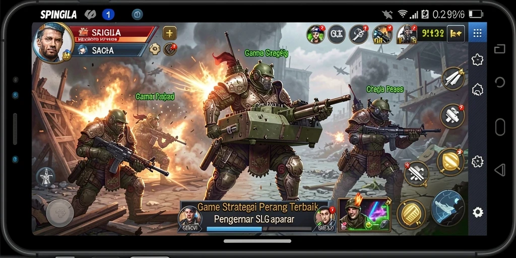Tampilan gameplay SPINGILA yang mendebarkan dalam pertempuran strategi.