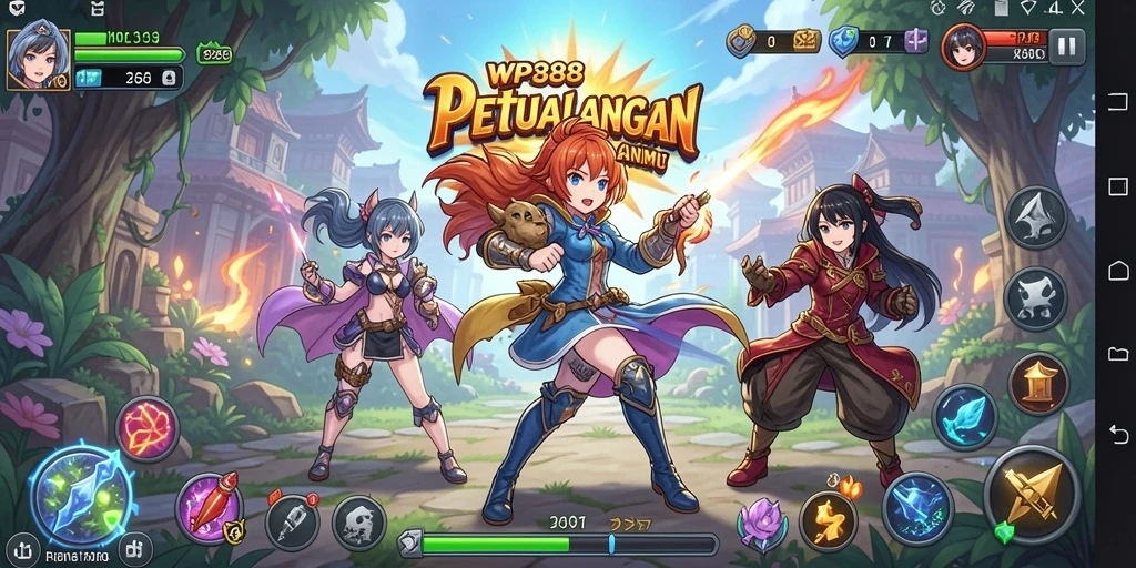 Tampilan gameplay WP888 yang penuh warna dan aksi seru.